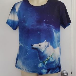 Alpeaone White Wolf Shirt Size S